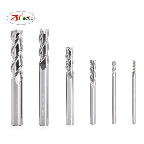 1/2/3/4/5/6/8/10/12/16/20mm 3 Flute Cutting Aluminium Copper Processing CNC Router Tungsten Steel Sprial Milling Cutter End Mill