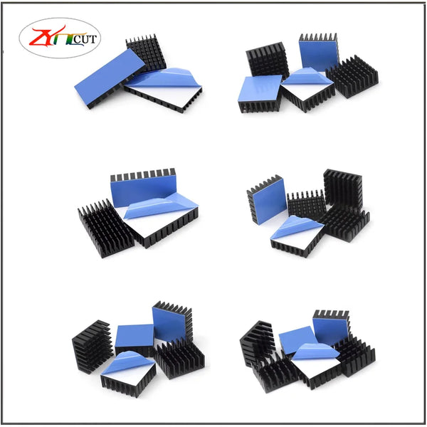 12 15 20 25 30 35 50mm Aluminum Heatsink Black Heat sink Cooler cooling for Electronic IC Chip RAM With Thermal Conductive Tape