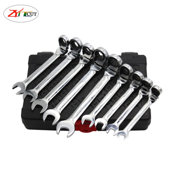 12pcs High quality   72 teeth Adjustable head ratchet wrench set,Dual purpose ratchet wrench automobile repair tool set