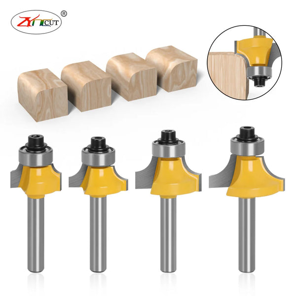 6mm 6.35mm 8mm Shank Corner Round Over Router Bit with Bearing Milling Cutter for Woodwork Tungsten Carbide Woodworking Tool