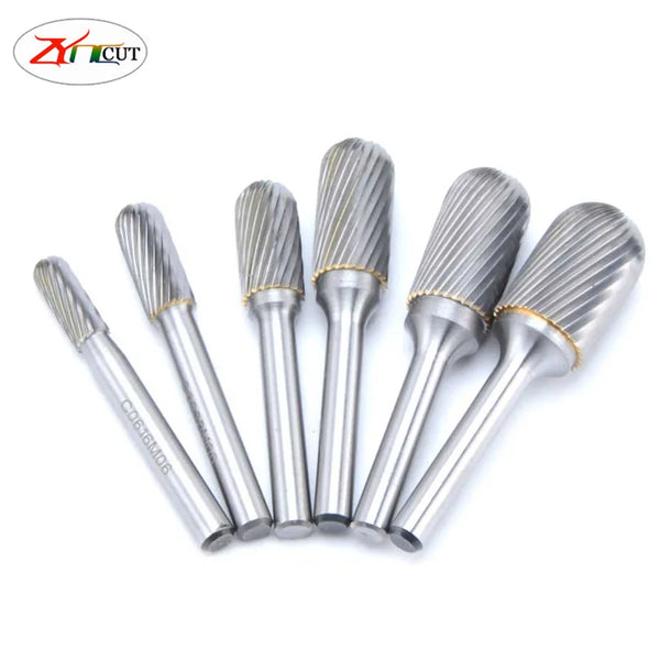 6pcs set 6 8 10 12 14 16mm Type-C single slot Carbide cylindrical rotary file,Metal tungsten steel grinding head milling cutter