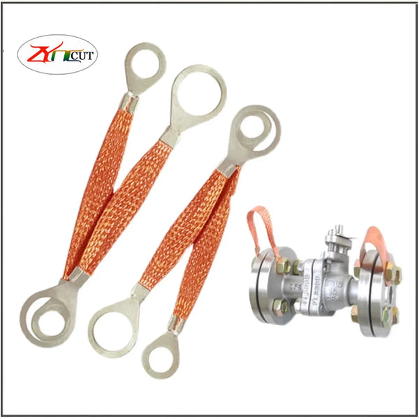 Flange grounding wire 6m2 red copper flange electrostatic jumper wire explosion-proof copper braided tape flange connecting wire