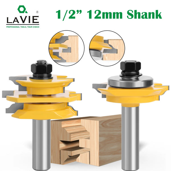 LAVIE 12mm 1/2" Shank Recoverable Bead Glass Door Router Bit Set  Matched Milling Cutter Set for Woodworking Engraving Machine