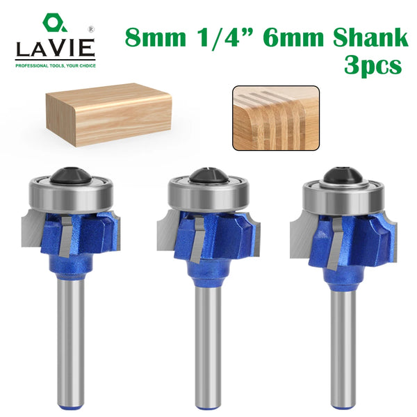 1pc 6mm 1/4 8 Shank Z4 Corner Round Router Bit R1 R2 R3 Trim Edging Woodworking Mill Classical Cutter Bit For Wood 051-Z4