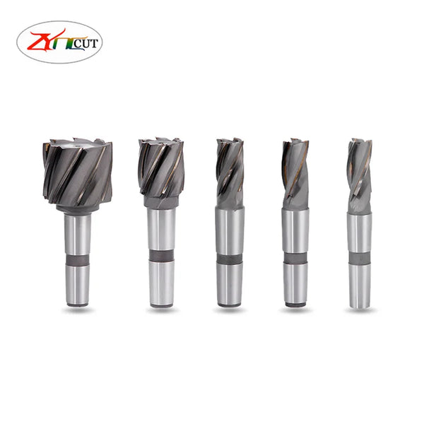 MT2 MT3 4# 20/25/30/35/40/50mm High speed steel insert carbide spiral milling cutter End mill with taper shank with welding edge