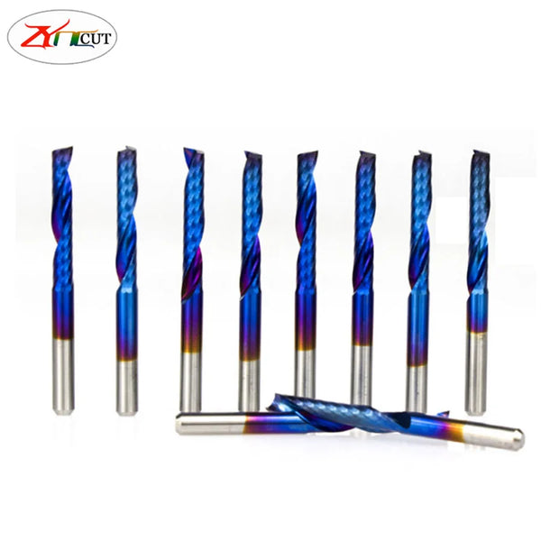 10Pcs set 1.5 2.0 3.175mm PCB Single Edge Spiral Carving Tungsten Steel Milling Cutter Edge Nano Coating END Mill Cutter