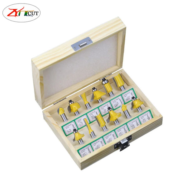 12pcs set 8mm shank  Woodworking Carving Electromechanical Wood Milling and Trimming Machine Woodworking Milling Cutter