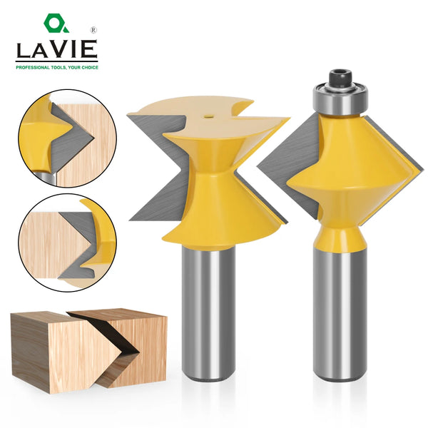 2pcs 12MM 1/2" Shank 90 Degree V design Tingue Groove Edge Banding Router Bit Set Plate Splicing Woodworking Milling Cutter 079