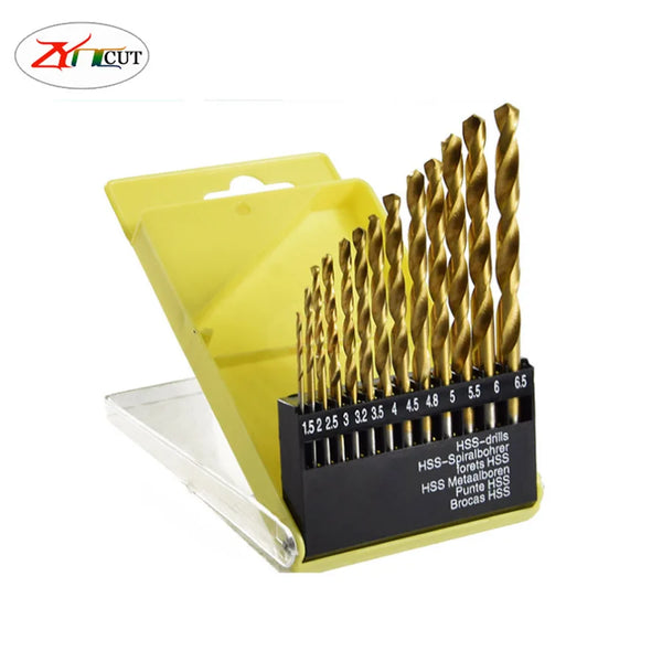 HSS Ti drill 1.5-6.5mm 1.0-10mm drill bit High speed steel titanium plated twist drill set,HSS Straight shank twist drill