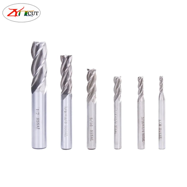HSS  straight shank milling cutter 6pcs box 1/16 3/32 1/8 5/32 3/16 1/4inch High Speed Steel 4 Flute English End Mill Cutter