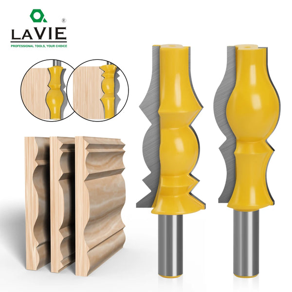 2pcs 12mm 1/2" Large Reversible Crown Molding Router Bit Set Armrest Line Groove Milling Cutters for Wood Working MC03050